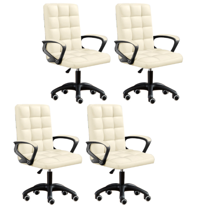 Modern Slide Office Chair Adjustable Seat Height with Wheels Off-White 4 Piece Set Clearhalo 'furn' 'furn_office_chair' 'Furniture' 'Office Chairs' 'Office Furniture' 'office_chair' 7809068