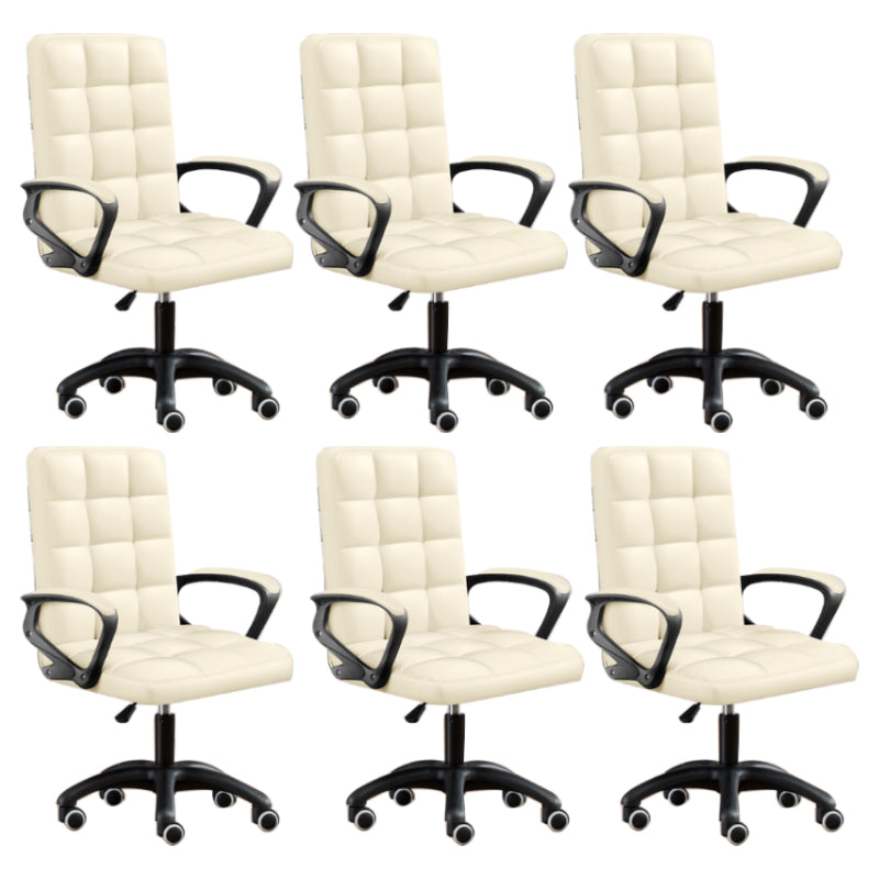 Modern Slide Office Chair Adjustable Seat Height with Wheels Off-White 6 Piece Set Clearhalo 'furn' 'furn_office_chair' 'Furniture' 'Office Chairs' 'Office Furniture' 'office_chair' 7809069