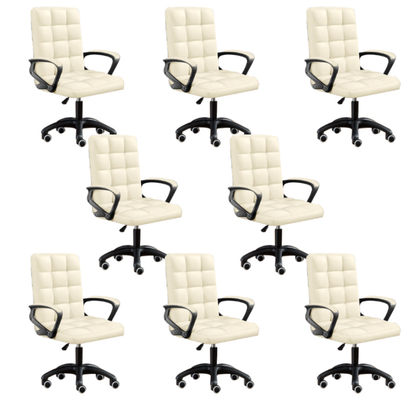 Modern Slide Office Chair Adjustable Seat Height with Wheels Off-White 8 Piece Set Clearhalo 'furn' 'furn_office_chair' 'Furniture' 'Office Chairs' 'Office Furniture' 'office_chair' 7809070
