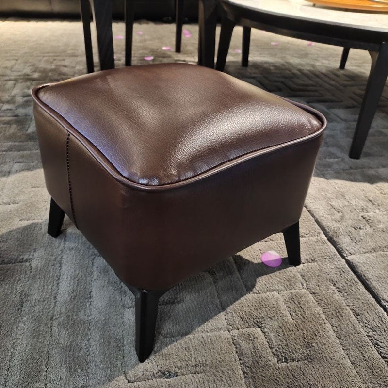 Mid Century Modern Pouf Ottoman Faux Leather Rectangle Ottoman with Chair Legs Clearhalo 'furn' 'furn_ottomans_poufs' 'Furniture' 'Living Room Furniture' 'Ottomans & Poufs' 'ottomans_poufs' 7809528