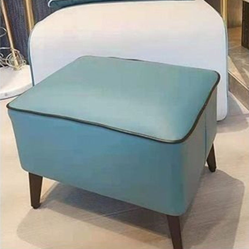 Mid Century Modern Pouf Ottoman Faux Leather Rectangle Ottoman with Chair Legs Clearhalo 'furn' 'furn_ottomans_poufs' 'Furniture' 'Living Room Furniture' 'Ottomans & Poufs' 'ottomans_poufs' 7809534
