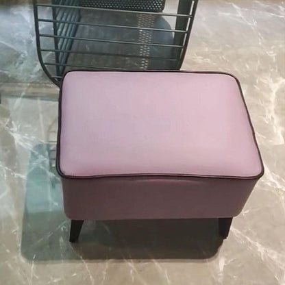Mid Century Modern Pouf Ottoman Faux Leather Rectangle Ottoman with Chair Legs Pink 1 Piece Clearhalo 'furn' 'furn_ottomans_poufs' 'Furniture' 'Living Room Furniture' 'Ottomans & Poufs' 'ottomans_poufs' 7809535