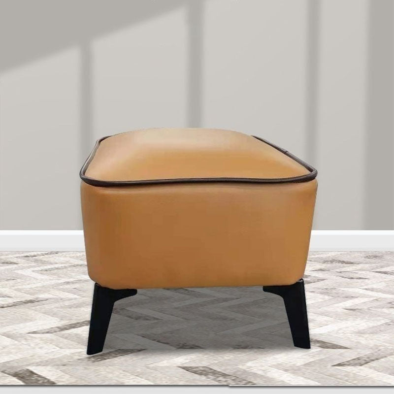 Mid Century Modern Pouf Ottoman Faux Leather Rectangle Ottoman with Chair Legs Clearhalo 'furn' 'furn_ottomans_poufs' 'Furniture' 'Living Room Furniture' 'Ottomans & Poufs' 'ottomans_poufs' 7809545