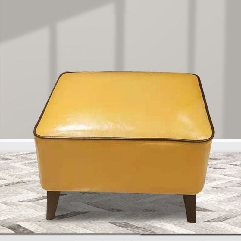 Mid Century Modern Pouf Ottoman Faux Leather Rectangle Ottoman with Chair Legs Clearhalo 'furn' 'furn_ottomans_poufs' 'Furniture' 'Living Room Furniture' 'Ottomans & Poufs' 'ottomans_poufs' 7809546