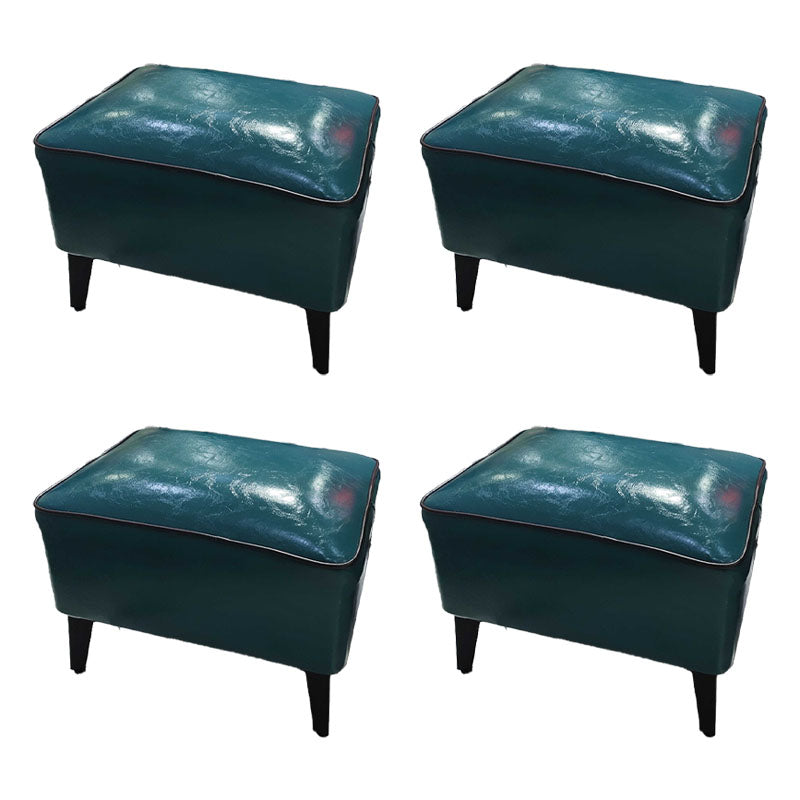 Mid Century Modern Pouf Ottoman Faux Leather Rectangle Ottoman with Chair Legs Dark Green 4 Piece Set Clearhalo 'furn' 'furn_ottomans_poufs' 'Furniture' 'Living Room Furniture' 'Ottomans & Poufs' 'ottomans_poufs' 7809548