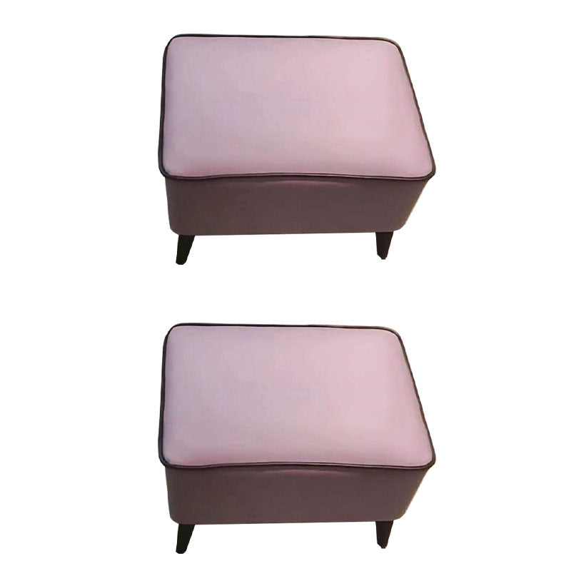 Mid Century Modern Pouf Ottoman Faux Leather Rectangle Ottoman with Chair Legs Pink 2 Piece Set Clearhalo 'furn' 'furn_ottomans_poufs' 'Furniture' 'Living Room Furniture' 'Ottomans & Poufs' 'ottomans_poufs' 7809551