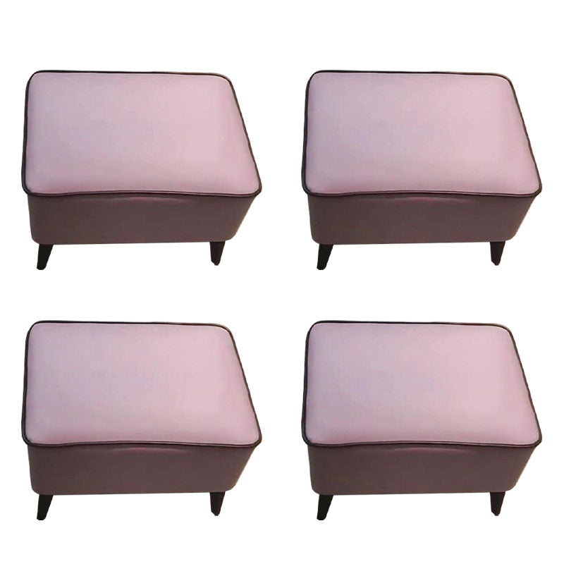 Mid Century Modern Pouf Ottoman Faux Leather Rectangle Ottoman with Chair Legs Pink 4 Piece Set Clearhalo 'furn' 'furn_ottomans_poufs' 'Furniture' 'Living Room Furniture' 'Ottomans & Poufs' 'ottomans_poufs' 7809552
