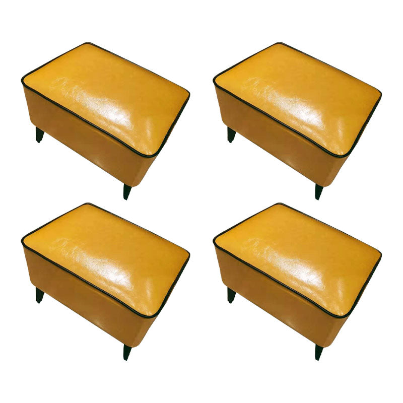 Mid Century Modern Pouf Ottoman Faux Leather Rectangle Ottoman with Chair Legs Yellow 4 Piece Set Clearhalo 'furn' 'furn_ottomans_poufs' 'Furniture' 'Living Room Furniture' 'Ottomans & Poufs' 'ottomans_poufs' 7809554