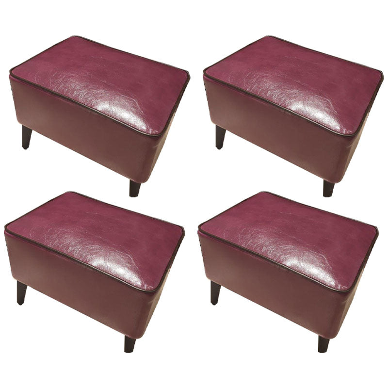 Mid Century Modern Pouf Ottoman Faux Leather Rectangle Ottoman with Chair Legs Violet 4 Piece Set Clearhalo 'furn' 'furn_ottomans_poufs' 'Furniture' 'Living Room Furniture' 'Ottomans & Poufs' 'ottomans_poufs' 7809558