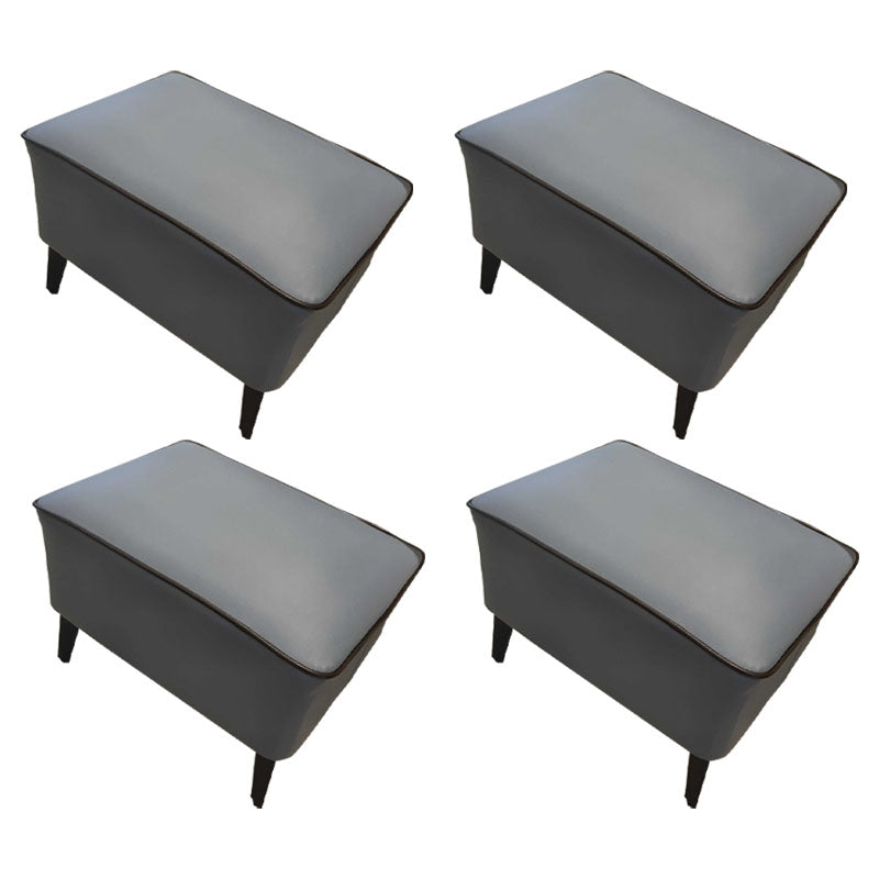 Mid Century Modern Pouf Ottoman Faux Leather Rectangle Ottoman with Chair Legs Blue Gray 4 Piece Set Clearhalo 'furn' 'furn_ottomans_poufs' 'Furniture' 'Living Room Furniture' 'Ottomans & Poufs' 'ottomans_poufs' 7809560