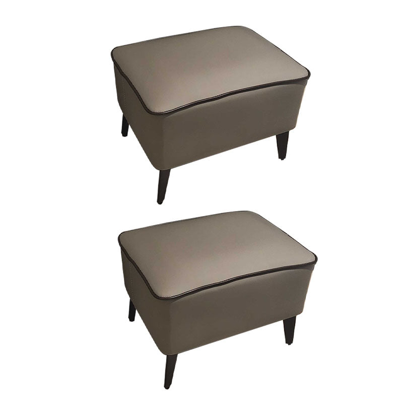 Mid Century Modern Pouf Ottoman Faux Leather Rectangle Ottoman with Chair Legs Dark Gray 2 Piece Set Clearhalo 'furn' 'furn_ottomans_poufs' 'Furniture' 'Living Room Furniture' 'Ottomans & Poufs' 'ottomans_poufs' 7809561
