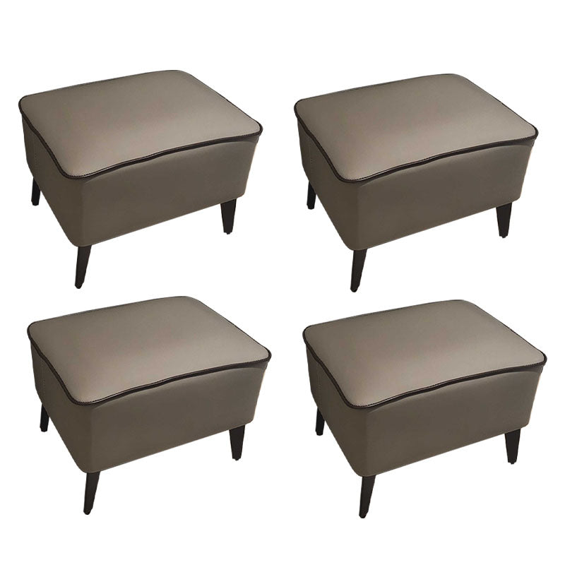 Mid Century Modern Pouf Ottoman Faux Leather Rectangle Ottoman with Chair Legs Dark Gray 4 Piece Set Clearhalo 'furn' 'furn_ottomans_poufs' 'Furniture' 'Living Room Furniture' 'Ottomans & Poufs' 'ottomans_poufs' 7809562