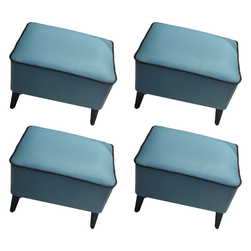 Mid Century Modern Pouf Ottoman Faux Leather Rectangle Ottoman with Chair Legs Blue Green 4 Piece Set Clearhalo 'furn' 'furn_ottomans_poufs' 'Furniture' 'Living Room Furniture' 'Ottomans & Poufs' 'ottomans_poufs' 7809564