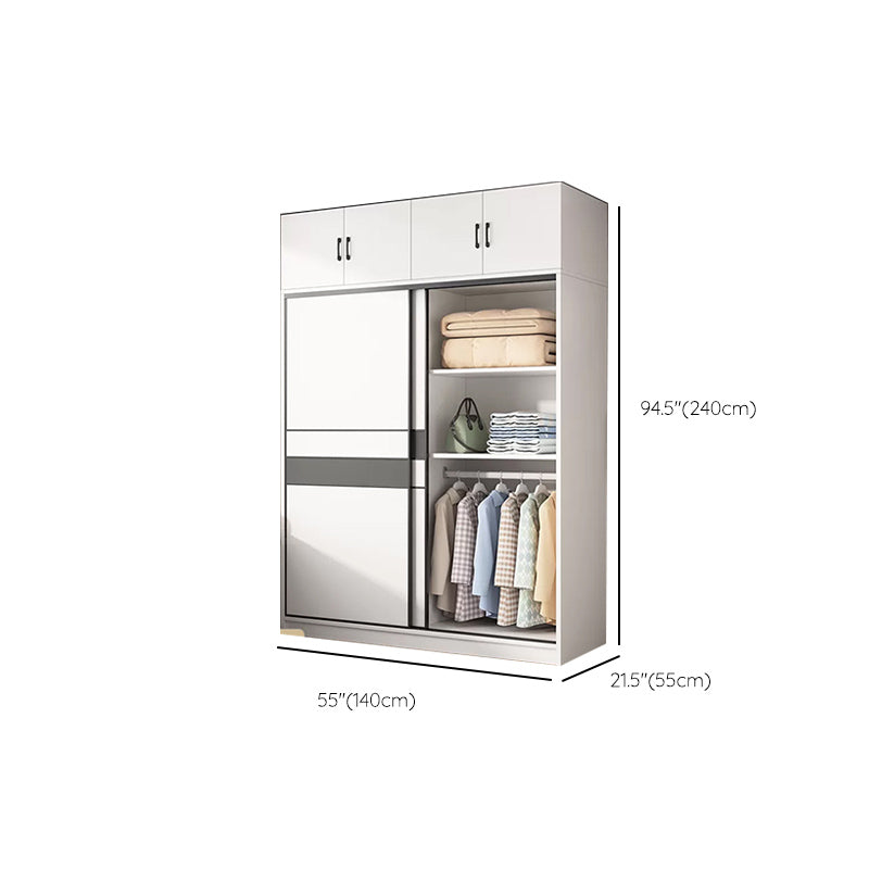 Armario de madera de ingeniería Armario de armario blanco con puertas cerradas suaves