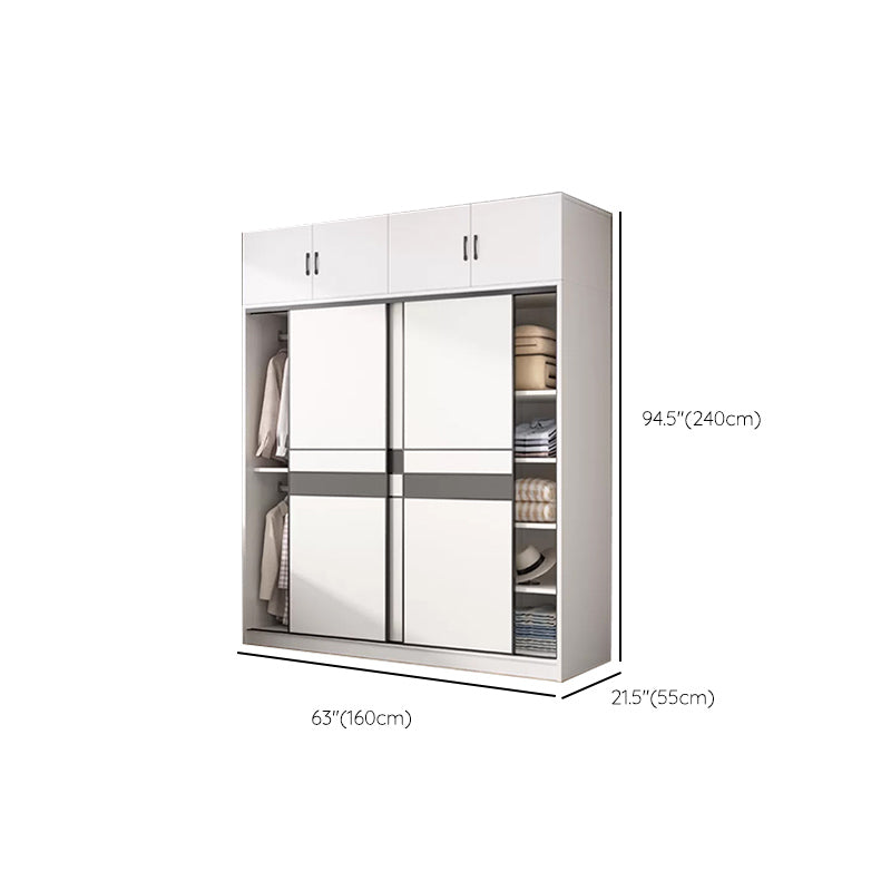 Armario de madera de ingeniería Armario de armario blanco con puertas cerradas suaves