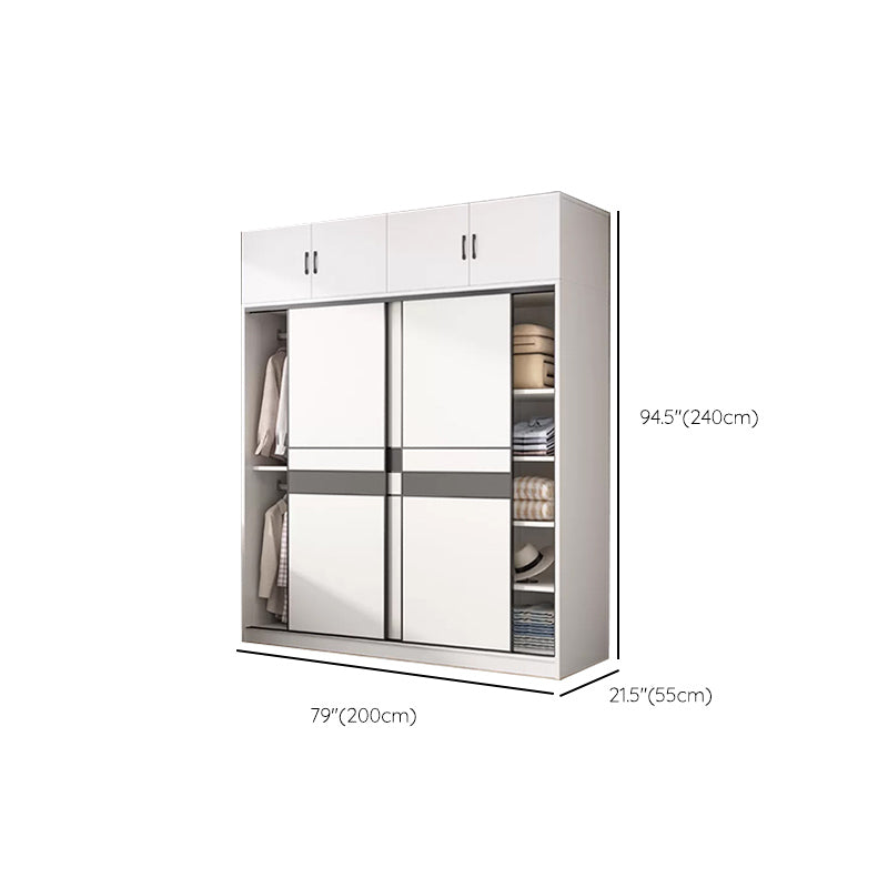 Armario de madera de ingeniería Armario de armario blanco con puertas cerradas suaves