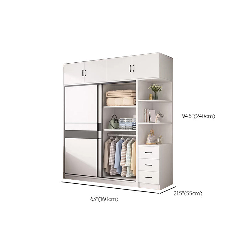 Armario de madera de ingeniería Armario de armario blanco con puertas cerradas suaves