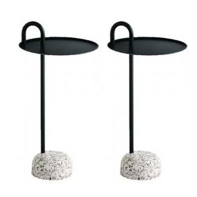 Pedestal Accent Side Table Metal Tray Top Side End Snack Table Black 2 Clearhalo 'Coffee & Accent Tables' 'End & Side Tables' 'end_side_tables' 'furn' 'furn_end_side_tables' 'Furniture' 'Living Room Furniture' 7811783