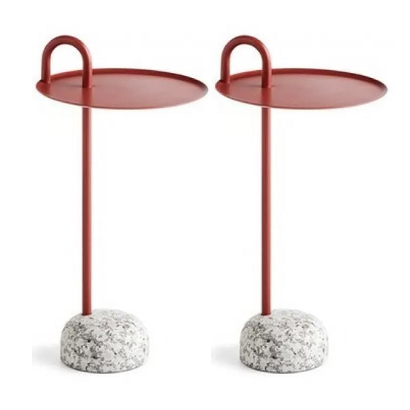 Pedestal Accent Side Table Metal Tray Top Side End Snack Table Red 2 Clearhalo 'Coffee & Accent Tables' 'End & Side Tables' 'end_side_tables' 'furn' 'furn_end_side_tables' 'Furniture' 'Living Room Furniture' 7811794