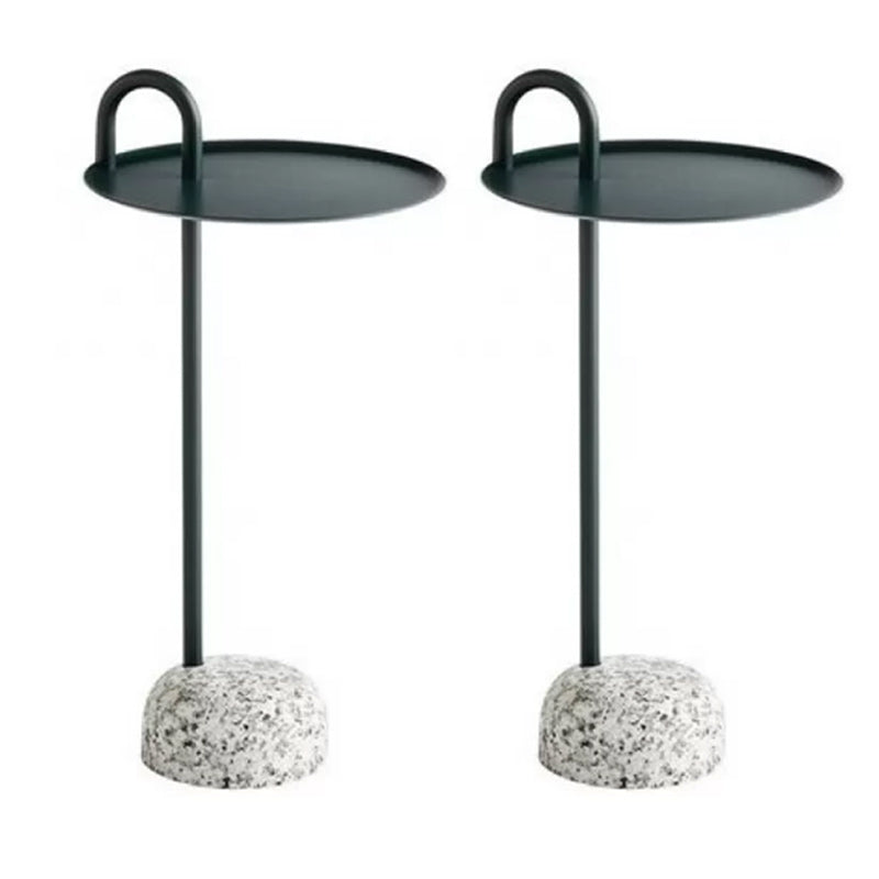 Pedestal Accent Side Table Metal Tray Top Side End Snack Table Blackish Green 2 Clearhalo 'Coffee & Accent Tables' 'End & Side Tables' 'end_side_tables' 'furn' 'furn_end_side_tables' 'Furniture' 'Living Room Furniture' 7811798