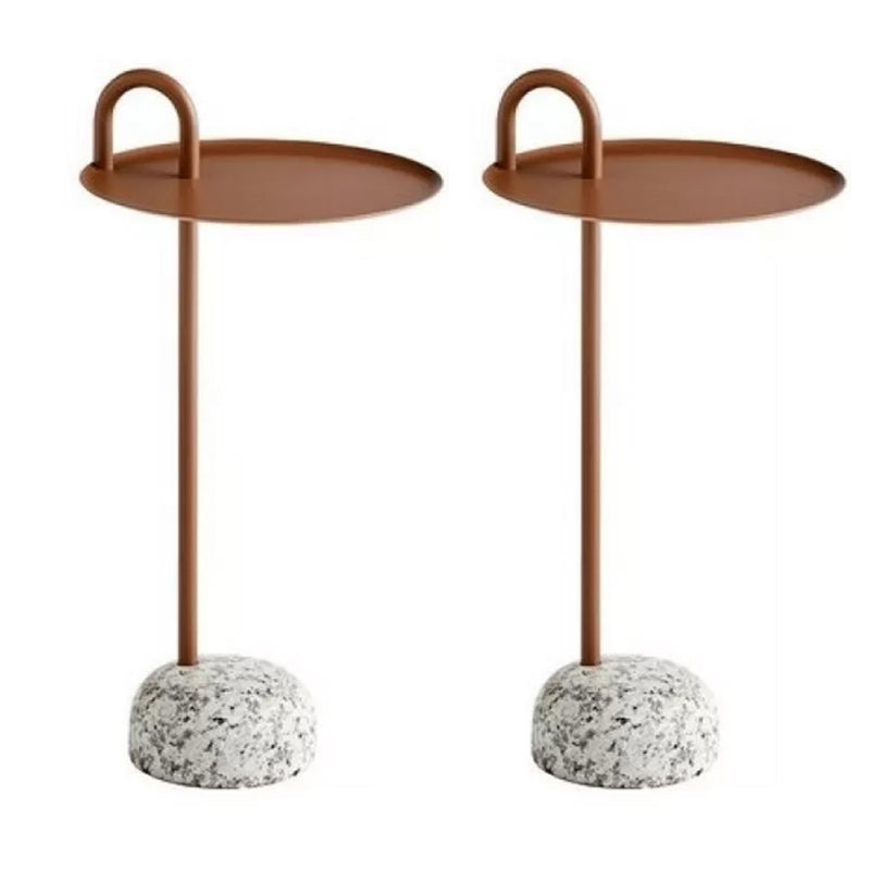 Pedestal Accent Side Table Metal Tray Top Side End Snack Table Orange 2 Clearhalo 'Coffee & Accent Tables' 'End & Side Tables' 'end_side_tables' 'furn' 'furn_end_side_tables' 'Furniture' 'Living Room Furniture' 7811801