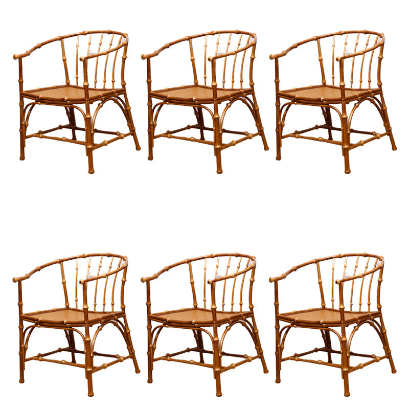 Cane Back Dining Chairs Traditional Slat Back Arm Chair for Dining Room Natural 6 Piece Set Clearhalo 'Dining Chairs' 'Dining Tables & Seating' 'dining_chair' 'furn' 'furn_dining_chair' 'Furniture' 'Kitchen & Dining Furniture' 7811841