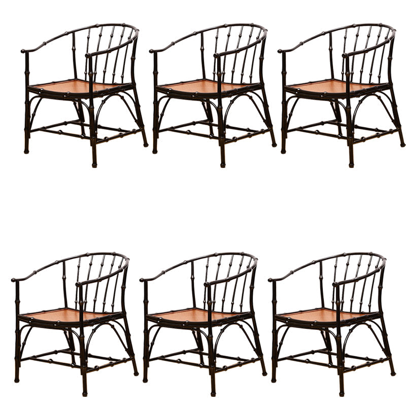 Cane Back Dining Chairs Traditional Slat Back Arm Chair for Dining Room Black 6 Piece Set Clearhalo 'Dining Chairs' 'Dining Tables & Seating' 'dining_chair' 'furn' 'furn_dining_chair' 'Furniture' 'Kitchen & Dining Furniture' 7811850