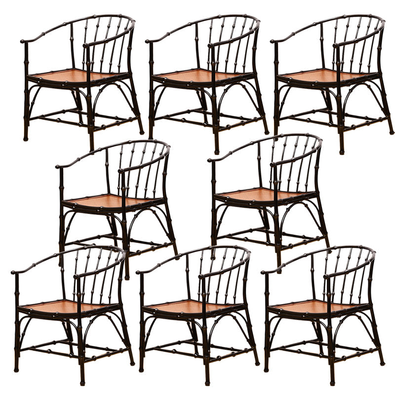 Cane Back Dining Chairs Traditional Slat Back Arm Chair for Dining Room Black 8 Piece Set Clearhalo 'Dining Chairs' 'Dining Tables & Seating' 'dining_chair' 'furn' 'furn_dining_chair' 'Furniture' 'Kitchen & Dining Furniture' 7811853