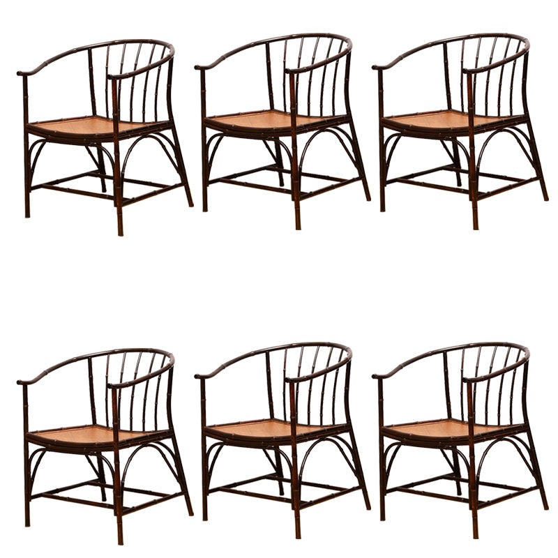 Cane Back Dining Chairs Traditional Slat Back Arm Chair for Dining Room Purple-Red 6 Piece Set Clearhalo 'Dining Chairs' 'Dining Tables & Seating' 'dining_chair' 'furn' 'furn_dining_chair' 'Furniture' 'Kitchen & Dining Furniture' 7811857