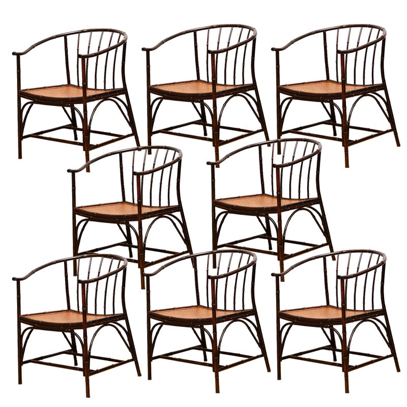 Cane Back Dining Chairs Traditional Slat Back Arm Chair for Dining Room Purple-Red 8 Piece Set Clearhalo 'Dining Chairs' 'Dining Tables & Seating' 'dining_chair' 'furn' 'furn_dining_chair' 'Furniture' 'Kitchen & Dining Furniture' 7811858