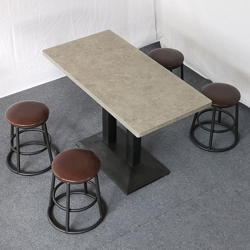 Modern Manufactured Wood Top Black Metal Pedestal Dining Table Gray 47.2"L x 23.6"W x 29.5"H Without Chairs Clearhalo 'Dining Tables & Seating' 'Dining Tables' 'dining_table' 'furn' 'furn_dining_table' 'Furniture' 'Kitchen & Dining Furniture' 7815243