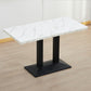 Modern Manufactured Wood Top Black Metal Pedestal Dining Table White 47.2"L x 23.6"W x 29.5"H Without Chairs Clearhalo 'Dining Tables & Seating' 'Dining Tables' 'dining_table' 'furn' 'furn_dining_table' 'Furniture' 'Kitchen & Dining Furniture' 7815247