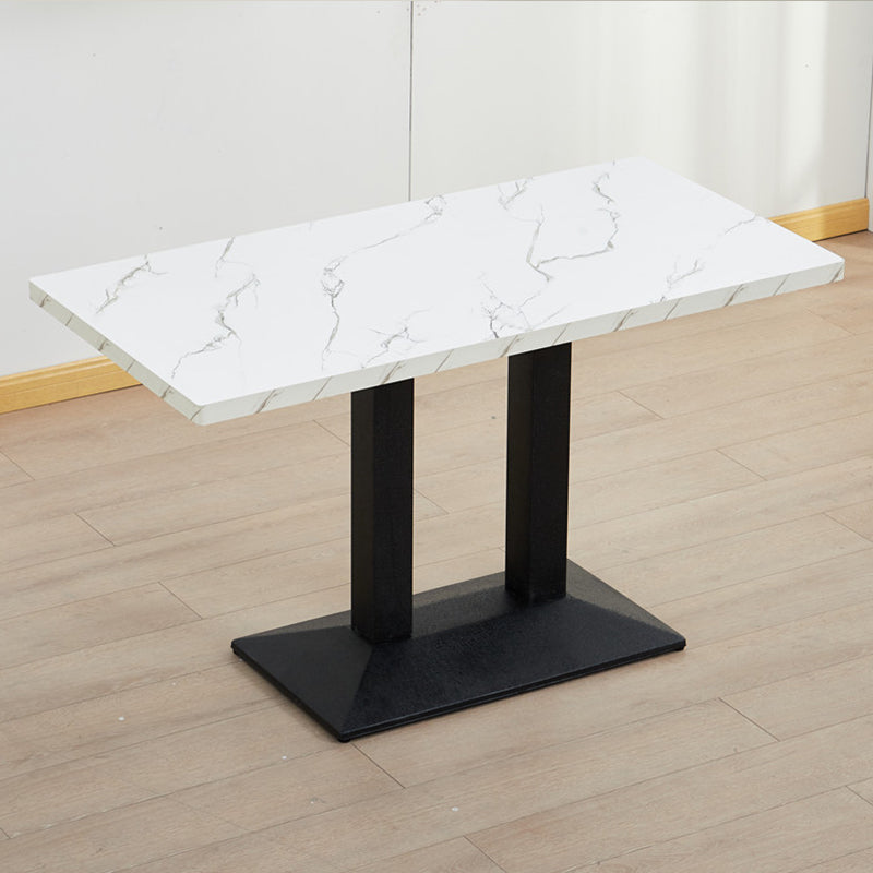 Modern Manufactured Wood Top Black Metal Pedestal Dining Table White 47.2"L x 23.6"W x 29.5"H Without Chairs Clearhalo 'Dining Tables & Seating' 'Dining Tables' 'dining_table' 'furn' 'furn_dining_table' 'Furniture' 'Kitchen & Dining Furniture' 7815247