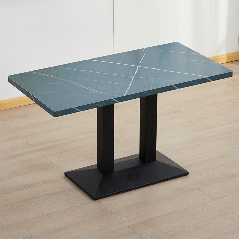 Modern Manufactured Wood Top Black Metal Pedestal Dining Table Green 47.2"L x 23.6"W x 29.5"H Without Chairs Clearhalo 'Dining Tables & Seating' 'Dining Tables' 'dining_table' 'furn' 'furn_dining_table' 'Furniture' 'Kitchen & Dining Furniture' 7815250