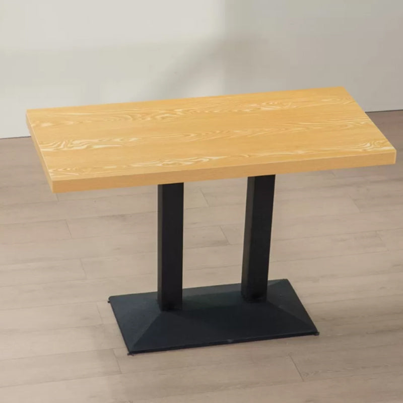 Modern Manufactured Wood Top Black Metal Pedestal Dining Table Natural 47.2"L x 23.6"W x 29.5"H Without Chairs Clearhalo 'Dining Tables & Seating' 'Dining Tables' 'dining_table' 'furn' 'furn_dining_table' 'Furniture' 'Kitchen & Dining Furniture' 7815252