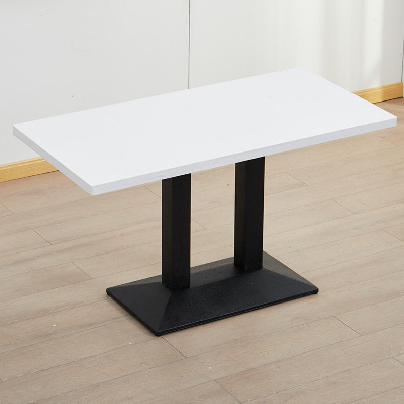 Modern Manufactured Wood Top Black Metal Pedestal Dining Table Matte White 47.2"L x 23.6"W x 29.5"H Without Chairs Clearhalo 'Dining Tables & Seating' 'Dining Tables' 'dining_table' 'furn' 'furn_dining_table' 'Furniture' 'Kitchen & Dining Furniture' 7815255