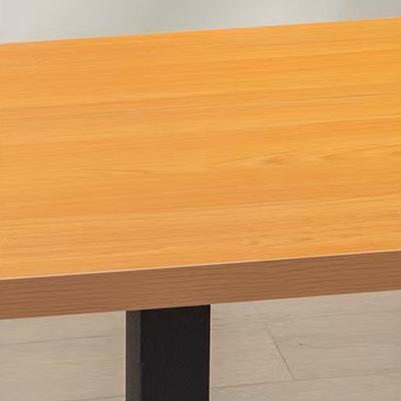 Modern Manufactured Wood Top Black Metal Pedestal Dining Table Clearhalo 'Dining Tables & Seating' 'Dining Tables' 'dining_table' 'furn' 'furn_dining_table' 'Furniture' 'Kitchen & Dining Furniture' 7815256