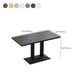 Modern Manufactured Wood Top Black Metal Pedestal Dining Table Clearhalo 'Dining Tables & Seating' 'Dining Tables' 'dining_table' 'furn' 'furn_dining_table' 'Furniture' 'Kitchen & Dining Furniture' 7815267