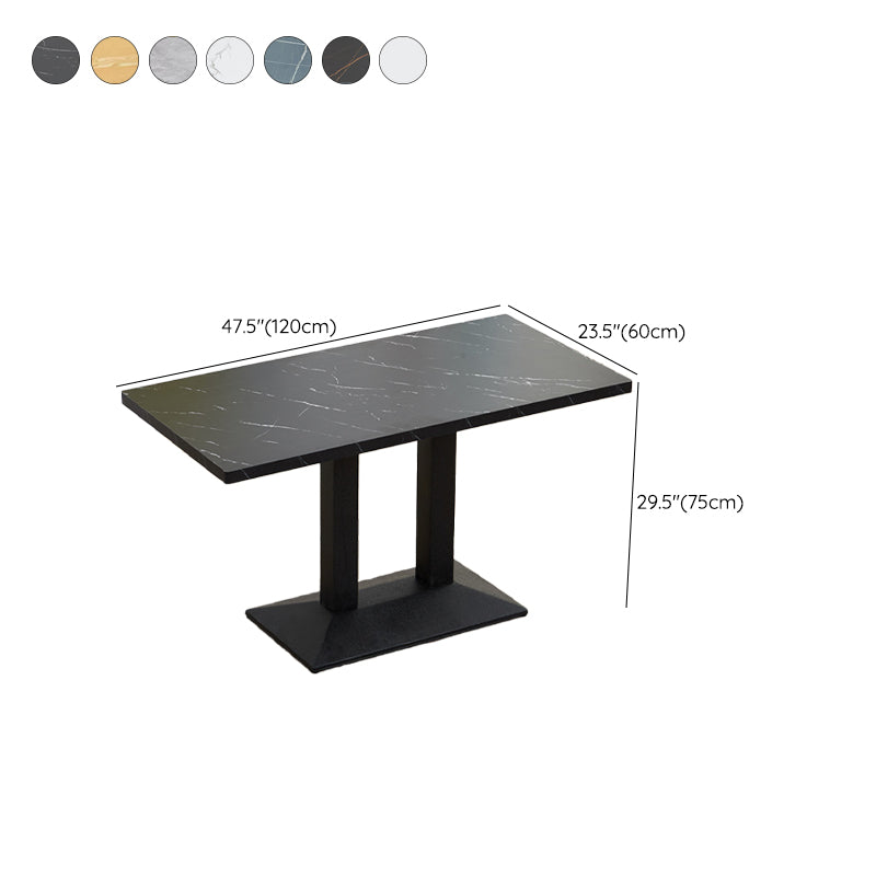 Modern Manufactured Wood Top Black Metal Pedestal Dining Table Clearhalo 'Dining Tables & Seating' 'Dining Tables' 'dining_table' 'furn' 'furn_dining_table' 'Furniture' 'Kitchen & Dining Furniture' 7815267