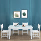 Contemporary White Rectangle Glass Top Dining Table with 4 Foot
