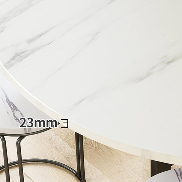 Modern White Round Wooden Easy Folding Dining Table with Leaf Clearhalo 'Dining Tables & Seating' 'Dining Tables' 'dining_table' 'furn' 'furn_dining_table' 'Furniture' 'Kitchen & Dining Furniture' 7815286