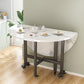 Modern White Round Wooden Easy Folding Dining Table with Leaf Clearhalo 'Dining Tables & Seating' 'Dining Tables' 'dining_table' 'furn' 'furn_dining_table' 'Furniture' 'Kitchen & Dining Furniture' 7815290