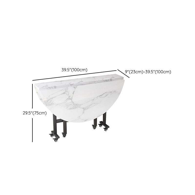 Modern White Round Wooden Easy Folding Dining Table with Leaf Clearhalo 'Dining Tables & Seating' 'Dining Tables' 'dining_table' 'furn' 'furn_dining_table' 'Furniture' 'Kitchen & Dining Furniture' 7815295