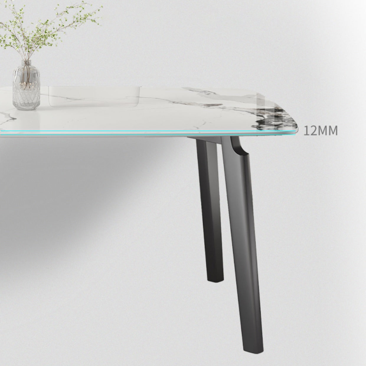 White Modern Rectangular Stone Dining Table with Stainless Steel Base Clearhalo 'Dining Tables & Seating' 'Dining Tables' 'dining_table' 'furn' 'furn_dining_table' 'Furniture' 'Kitchen & Dining Furniture' 7815317