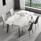 White Modern Rectangular Stone Dining Table with Stainless Steel Base Clearhalo 'Dining Tables & Seating' 'Dining Tables' 'dining_table' 'furn' 'furn_dining_table' 'Furniture' 'Kitchen & Dining Furniture' 7815320