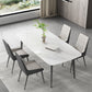 Contemporary White Rectangular Stone Dining Table with 4 Steel Foot Clearhalo 'Dining Tables & Seating' 'Dining Tables' 'dining_table' 'furn' 'furn_dining_table' 'Furniture' 'Kitchen & Dining Furniture' 7815327