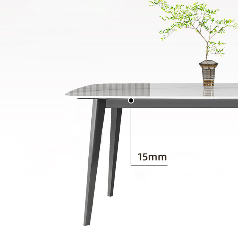 Contemporary White Rectangular Stone Dining Table with 4 Steel Foot Clearhalo 'Dining Tables & Seating' 'Dining Tables' 'dining_table' 'furn' 'furn_dining_table' 'Furniture' 'Kitchen & Dining Furniture' 7815331