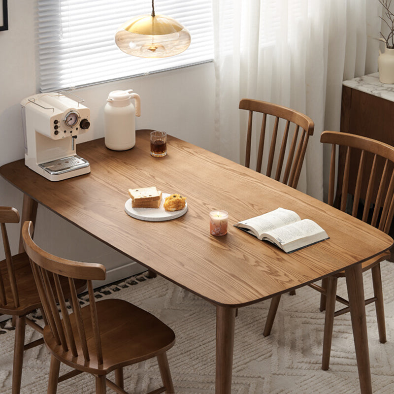 Modern Rectangular Space Saving Brown Walnut Dining Table with 4 Legs Clearhalo 'Dining Tables & Seating' 'Dining Tables' 'dining_table' 'furn' 'furn_dining_table' 'Furniture' 'Kitchen & Dining Furniture' 7815352