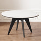 48 Inch Modern White Stone Top Dining Table with 4 Black Oak Legs