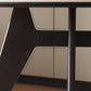 48 Inch Modern White Stone Top Dining Table with 4 Black Oak Legs